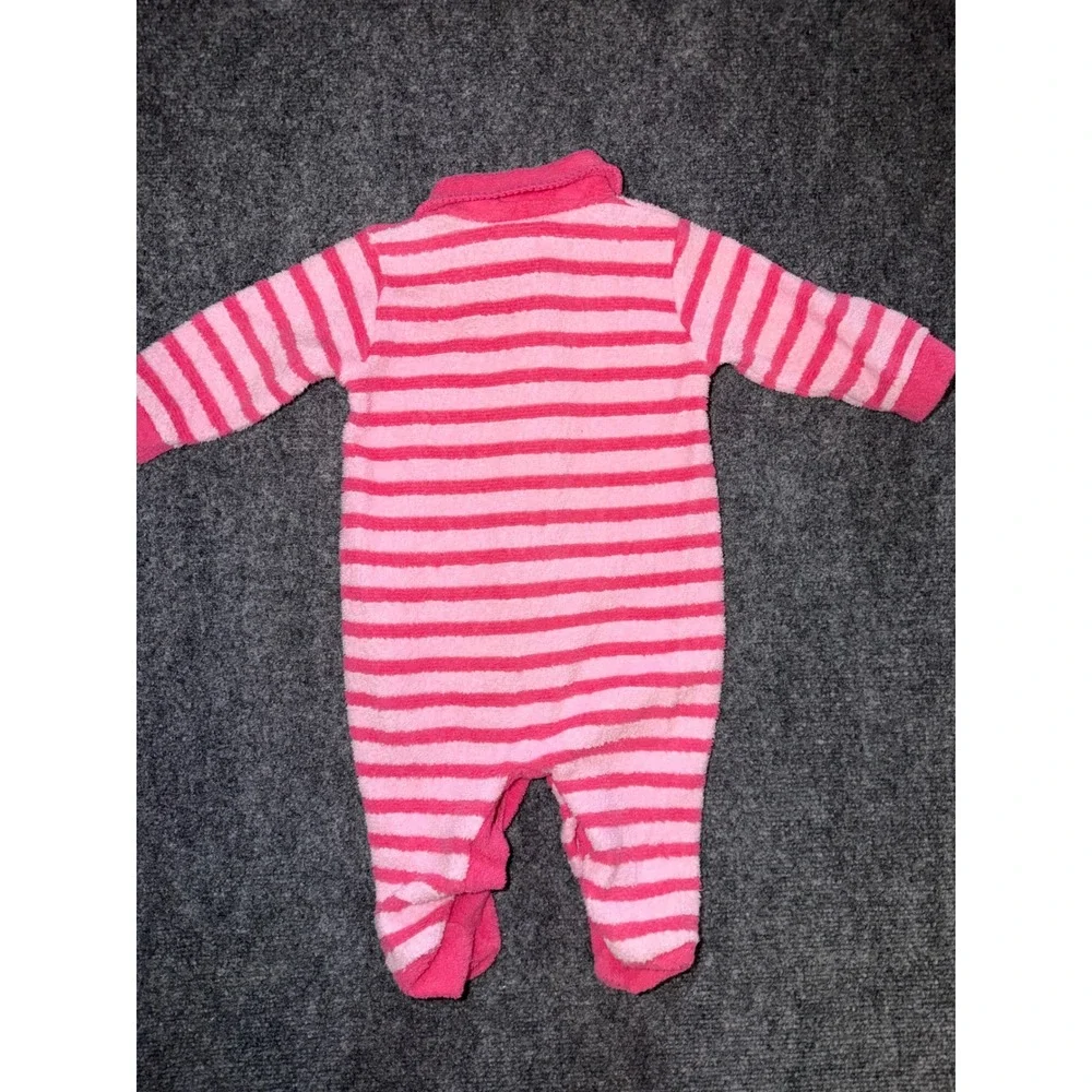 Vintage Y2K Carters Baby Girls 3-6M Pink Terry Cloth Footed Sleeper Floral